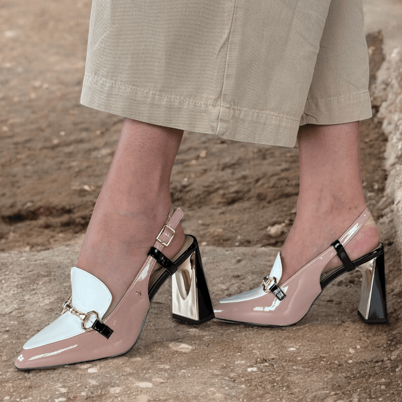 Womens Kate Appleby Askern Patent Slingback Block Heels - Baileys Trim - Baileys Trim