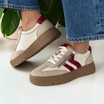 Womens Tamaris Comfort 83729 Side Zip Trainers - Beige