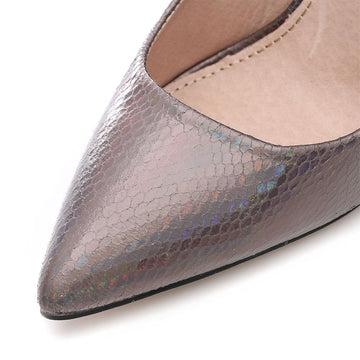 Womens Moda in Pelle Stiletto High Heel Court Shoes - Silver