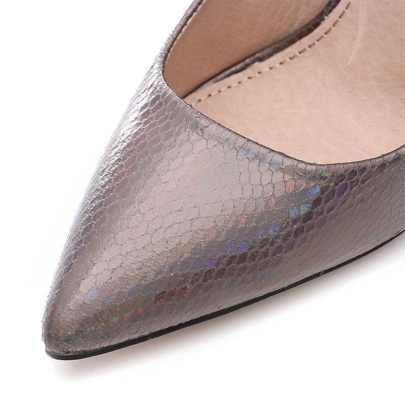 Womens Moda in Pelle Stiletto High Heel Court Shoes - Silver
