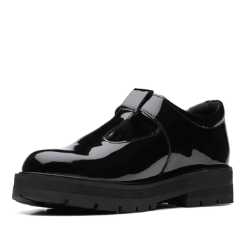 Junior Girls Clarks Prague Brill T-Bar School Shoe(G Fit) - Black