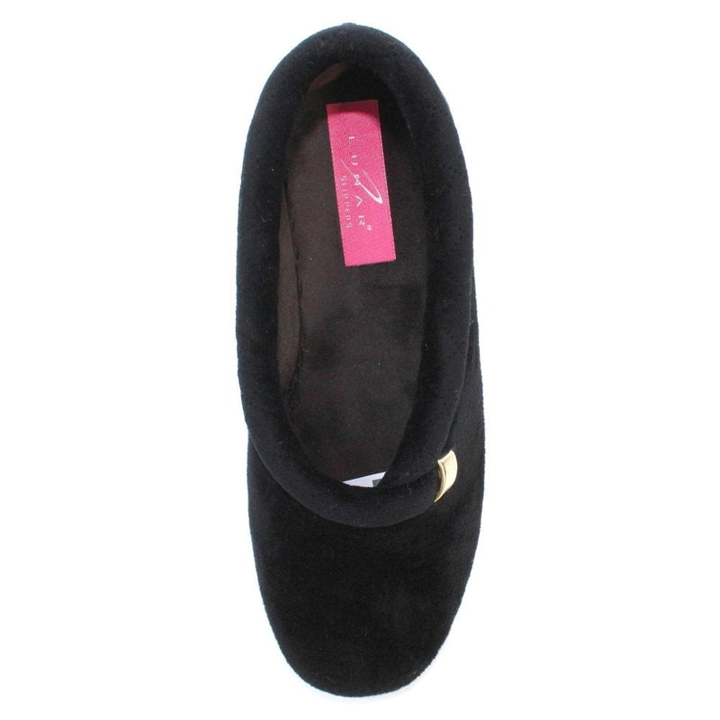 Lunar Womens Bridie Quilted Black Slippers - Black