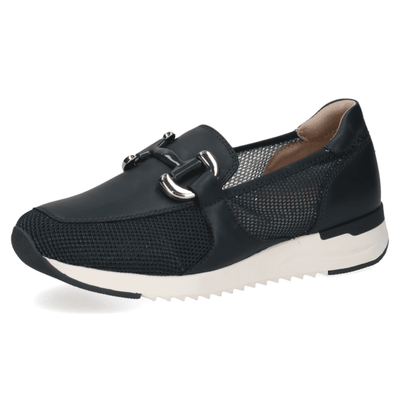 Womens Caprice 24536 Mesh Sporty Wedge Loafers - Navy