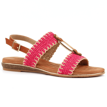 Womens Lunar Jules Woven with Gold Circle Sandals - Pink