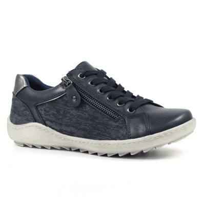 Womens Lunar Pampas Navy Side Zip and Lace Trainers - Navy