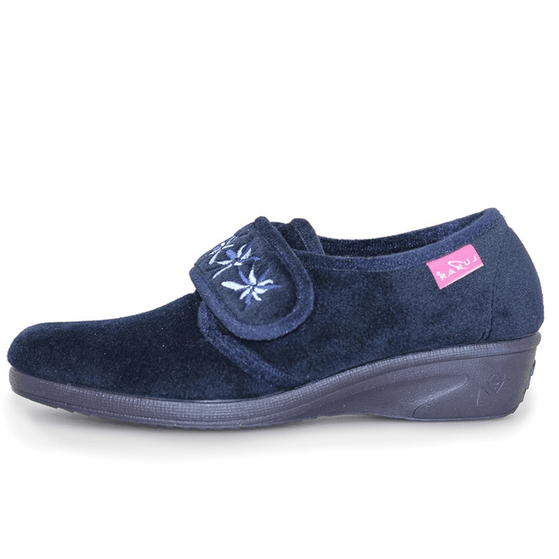 Womens Lunar Paula II Velcro Strap Wedge Slippers - Navy