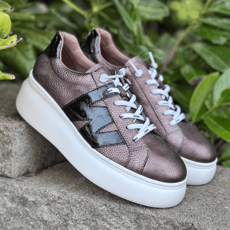 Womens Wonders A-2660 Bronze and Black Platform Elasticated Trainers - Bronze