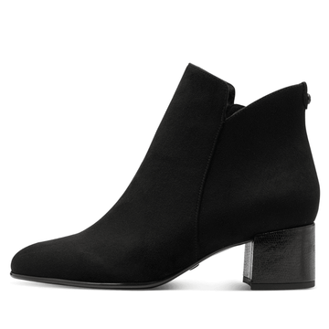 Womens Tamaris 25354 Black Suede Low Block Heel Boots - Black