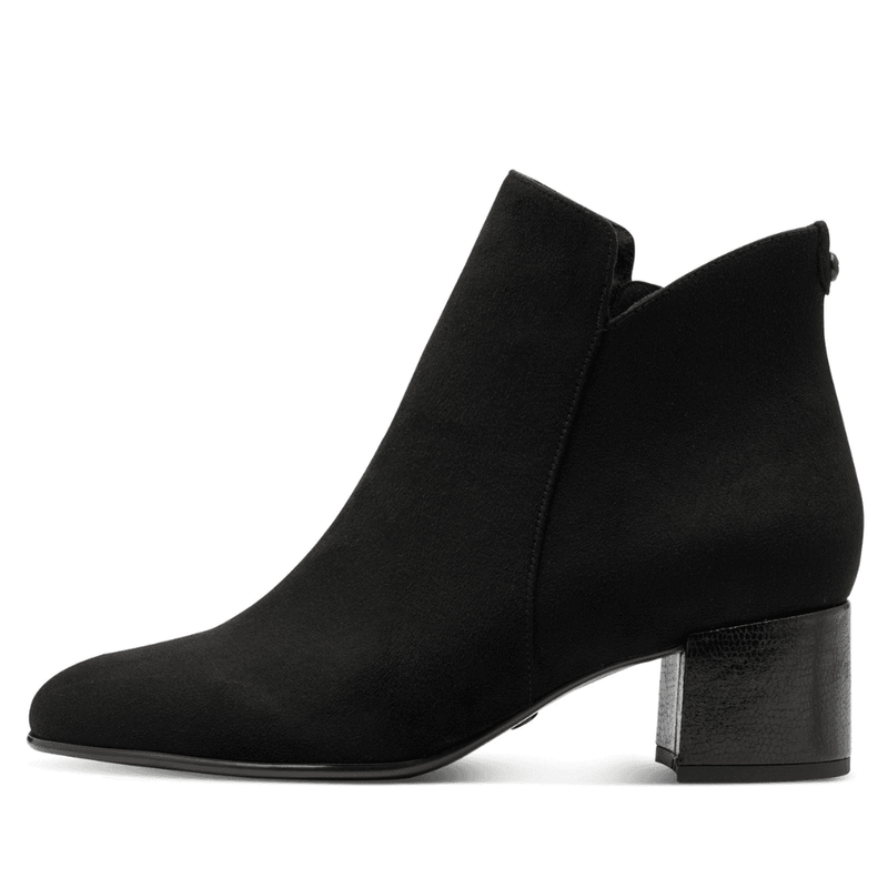 Womens Tamaris 25354 Black Suede Low Block Heel Boots - Black