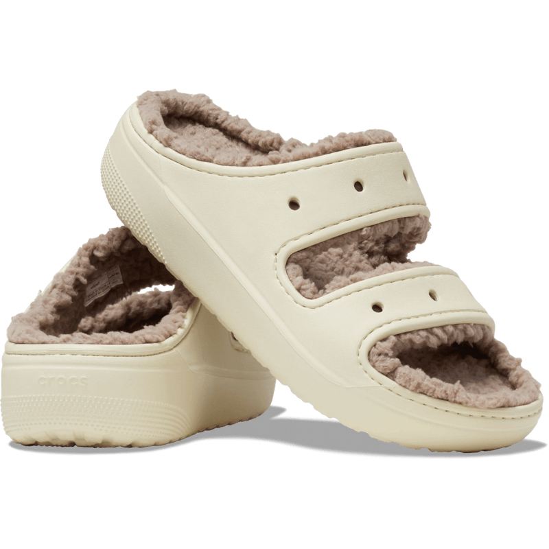 Womens Crocs Classic Cozzzy Sandal - Bone Mushroom