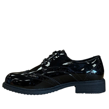 Girls Teds Pomona Brogue School Shoes - Black Patent