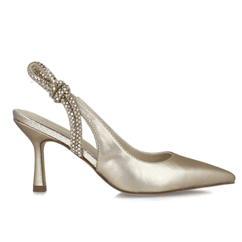 Womens Menbur 25186 Gold Diamante Slingback Strap Heels - Gold