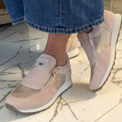 Womens Susst Dizzy Twin Zip Trainers - Dusty Pink