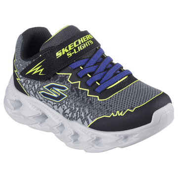 Skechers Boys S Lights Vortex Black and Yellow Trainers - Black