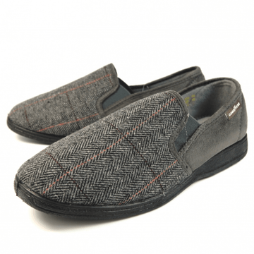 Mens Lazy Dogz Harrison Tweed Slippers - Grey