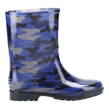 Kids Cotswold PVC Jnr Waterproof Wellingtons - Navy Camo
