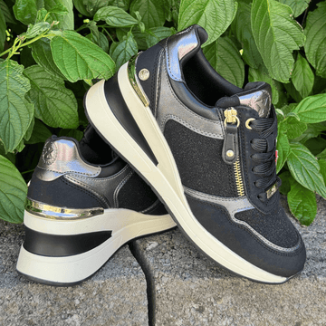 Womens Xti 144379 Wedge Side Zip Trainers - Black