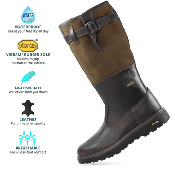 Womens Grisport Ladies Alberta Waterproof Long Brown Boots - Brown