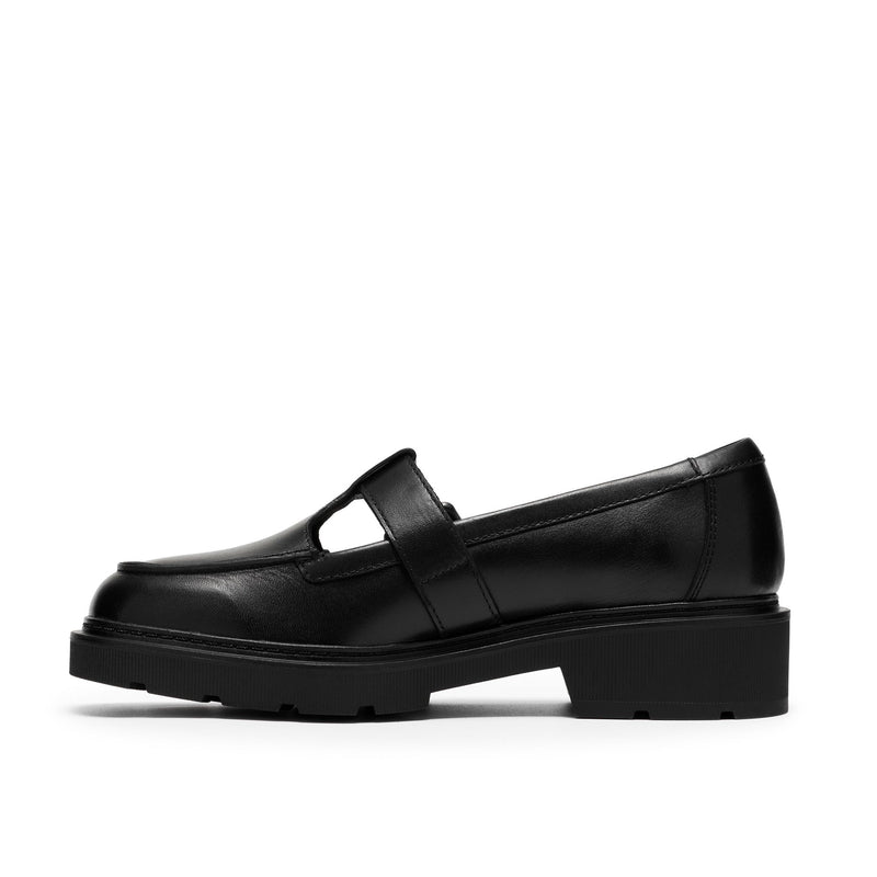 Girls Clarks Lauryl Bar School Shoes - Black