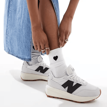New Balance Womens 370 Mix Trainers - Sea Salt with Black Cement - Beige