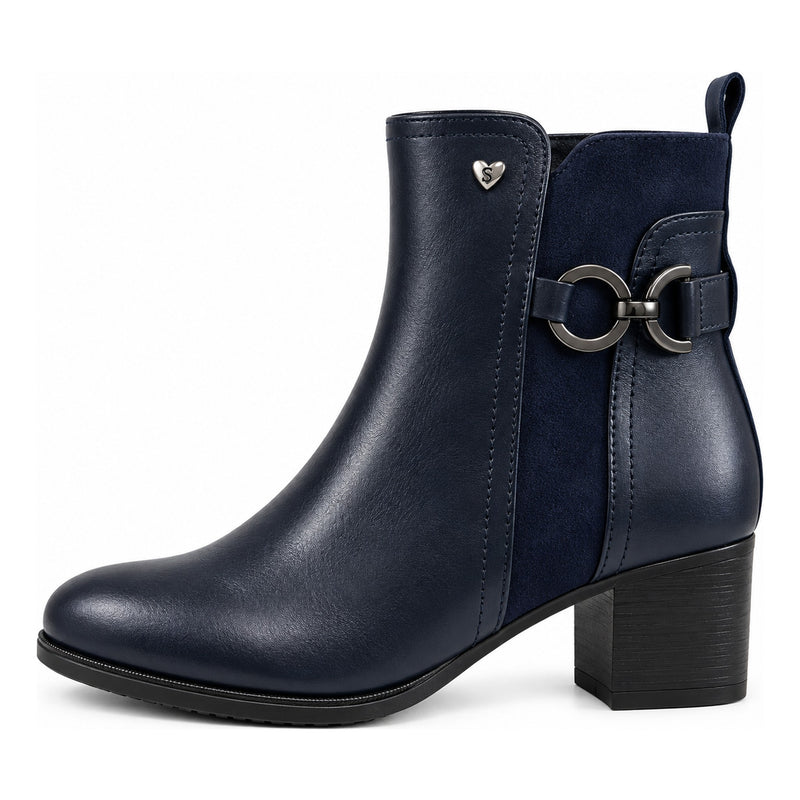 Womens Susst Suzy26 Faux Leather Ankle Boots - Navy