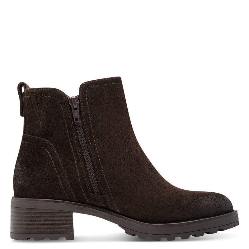 Womens Jana 25711 Side Zip Ankle Boots - Mocca Suede
