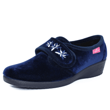 Womens Lunar Paula II Velcro Strap Wedge Slippers - Navy