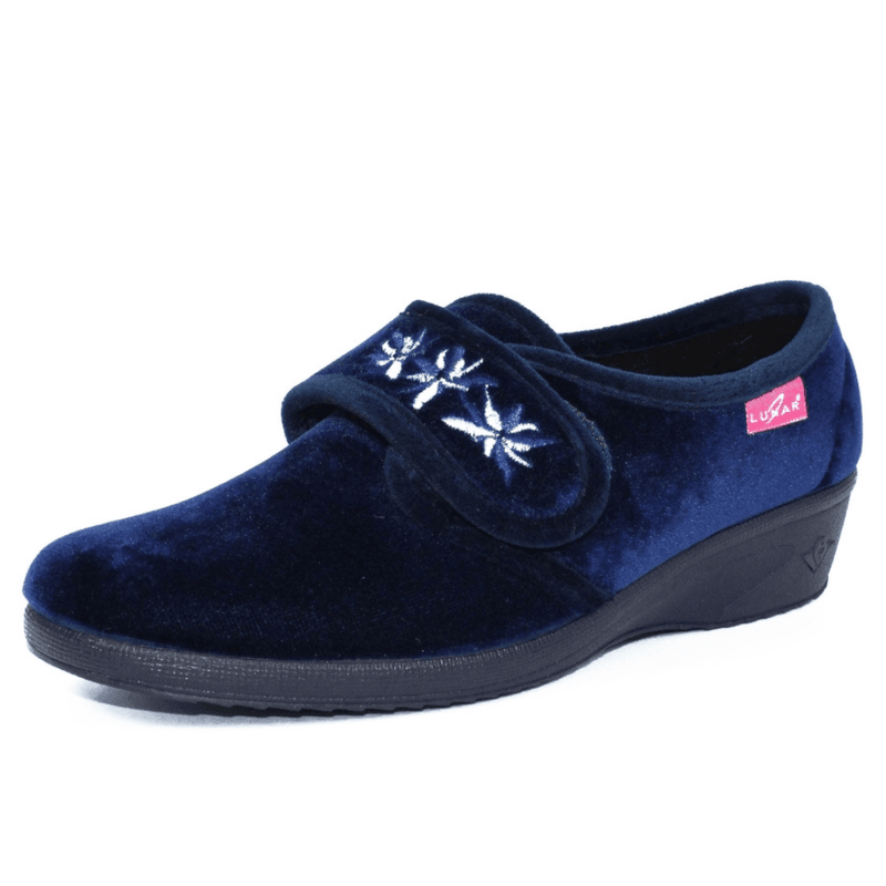 Womens Lunar Paula II Velcro Strap Wedge Slippers - Navy