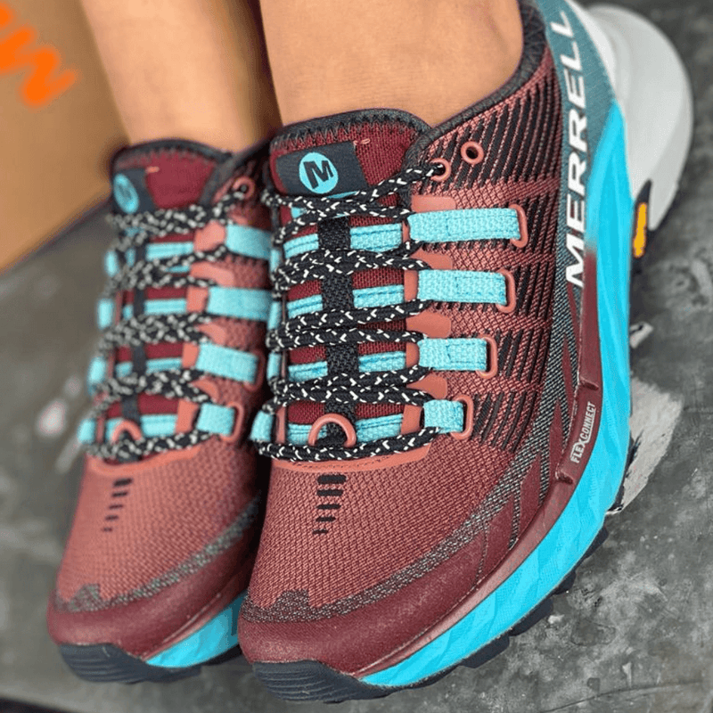 Womens Women Merrell Agility Peak 4 Running Trainers - Burgundy Multi