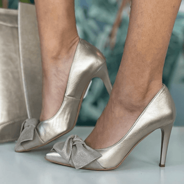 Womens Emis Champagne Mink Bow High Heels - Champagne Mink