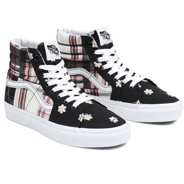 Womens Vans Sk8-Hi Floral Plaid Patchwork - Black Floral Plaid