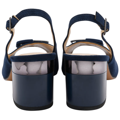 Womens Lotus ULS625 Navy Microfibre Elena Slingback Shoes - Navy