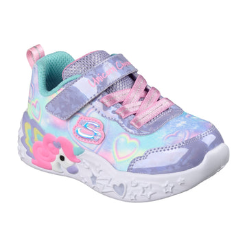 Girls Skechers 303064N Rainbow Hearts Unicorn Charmer Trainer - Infant - Lavender
