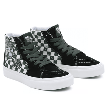 Vans Kids Sk8-Hi in Black With Bull Dog - Black Bulldog