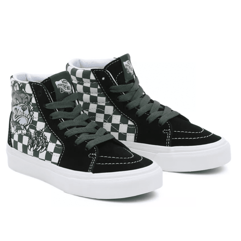 Vans Kids Sk8-Hi in Black With Bull Dog - Black Bulldog