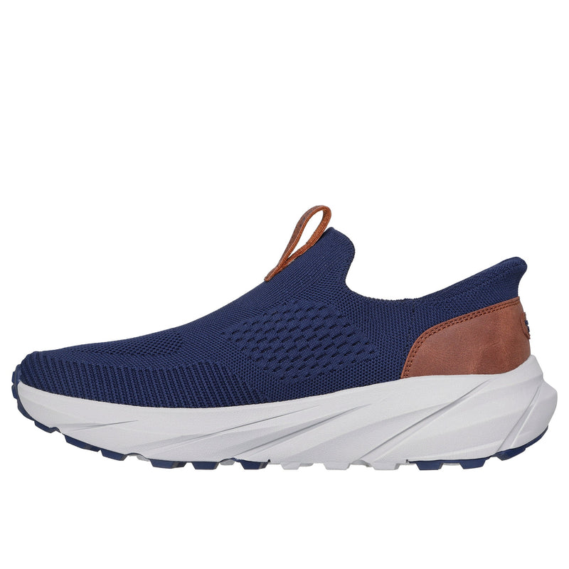 Mens Skechers 211145 Navy Blue, Brown & Grey Knit Conner Shoe - Navy