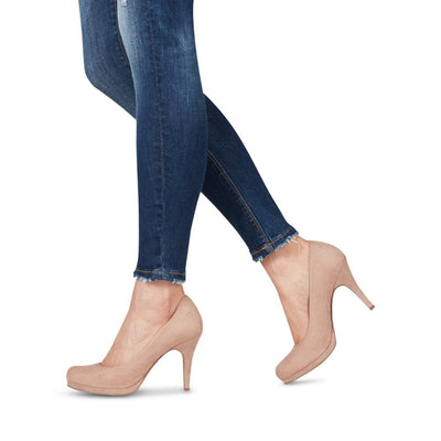 Womens Tamaris Taggia High Heeled Platform Court Shoes - Rose Beige - Rose