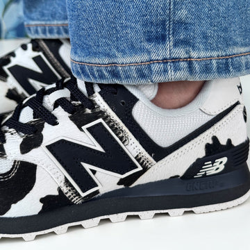 Womens New Balance W574 Black with Linen Trainers - Black with Linen
