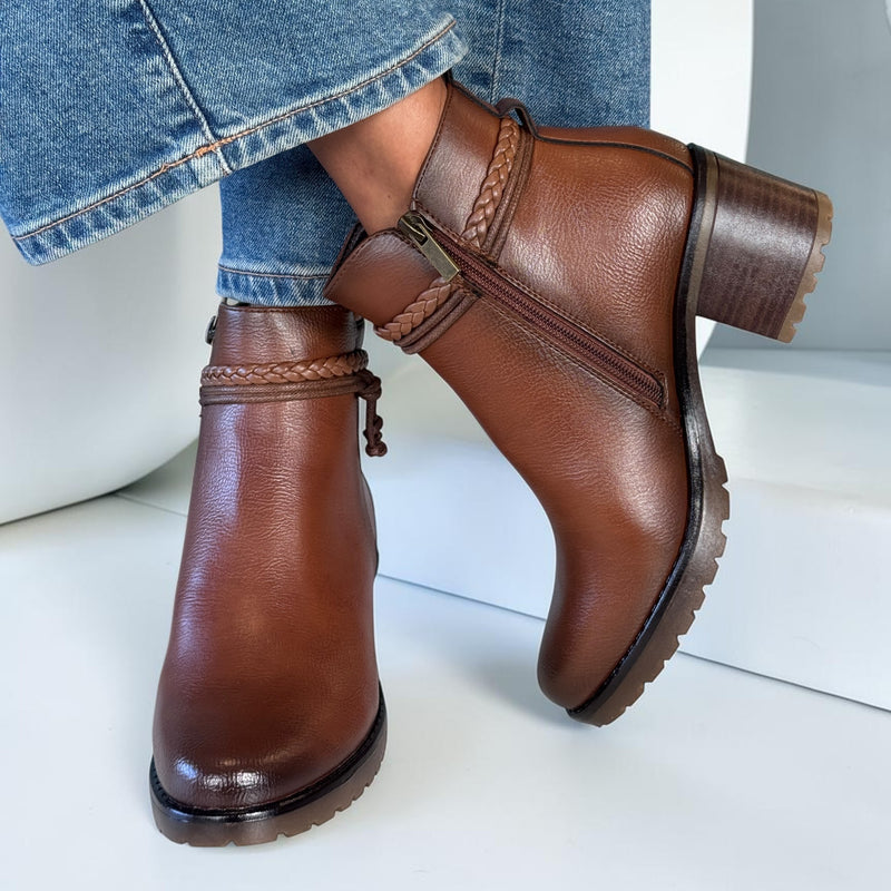 Womens Susst Virginia26 Tan Faux Leather Ankle Boots - Tan