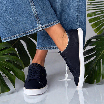 Womens Tommy Hilfiger Space Blue Low Profile Canvas Trainers - Space Blue