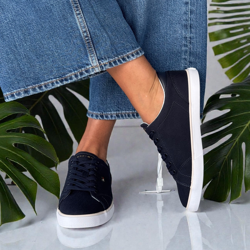 Womens Tommy Hilfiger Space Blue Low Profile Canvas Trainers - Space Blue