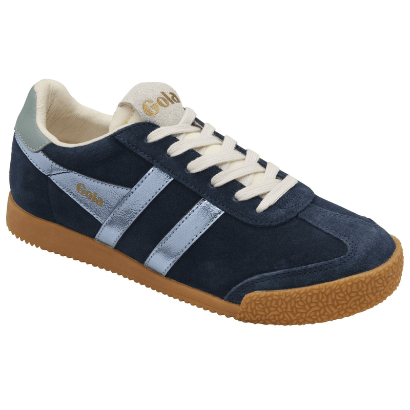 Womens Gola Elan Glitz Suede Trainers - Navy