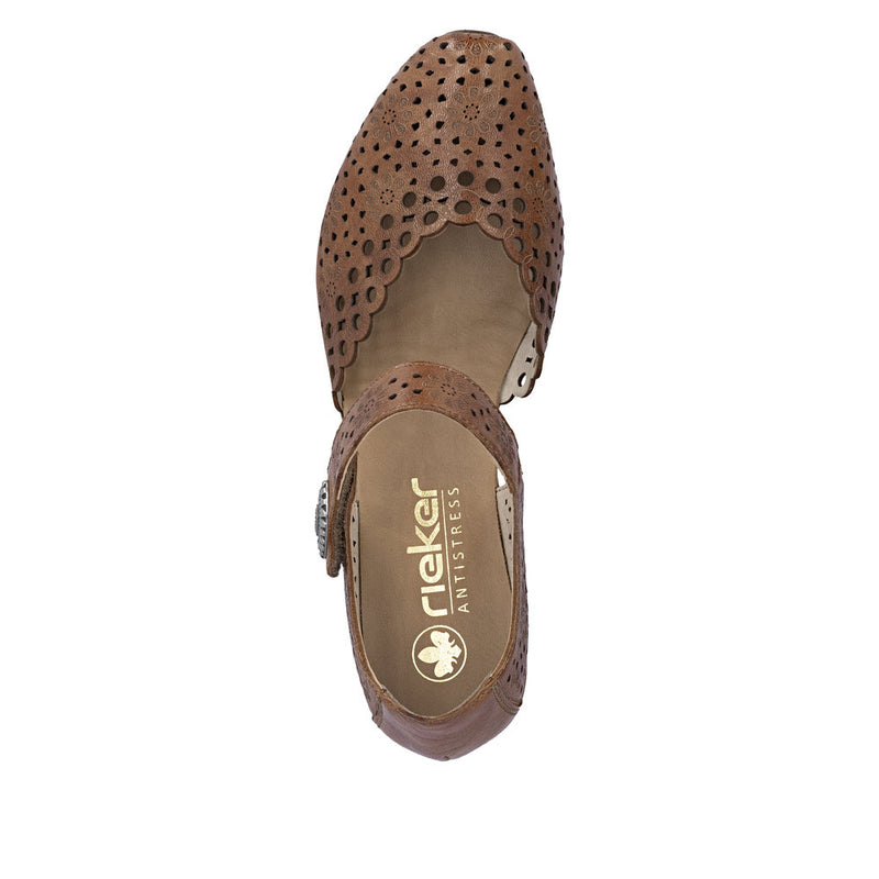 Womens Rieker 43753 Brown Heeled Sandal - Brown