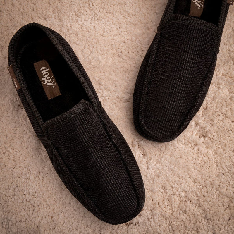 Mens Lazy Dogz Dylan Black Slippers - Black