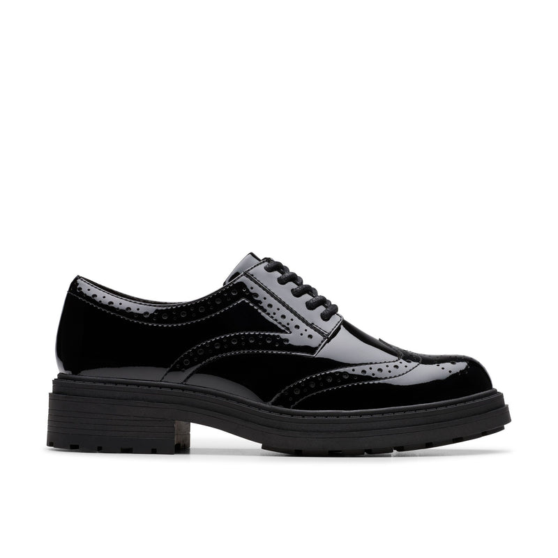 Girls Clarks Orinoco3 Derby School Shoes - Black Patent