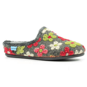 Womens Lunar Dolly Floral Mule Slippers - Grey