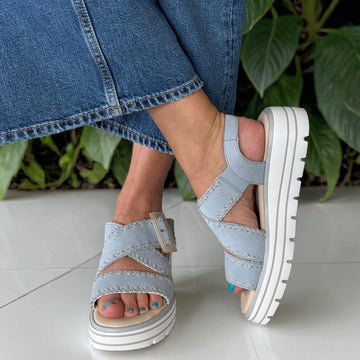 Womens Remonte D3N51 Blue Wedge Sandal - Blue