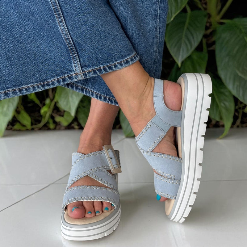 Womens Remonte D3N51 Blue Wedge Sandal - Blue