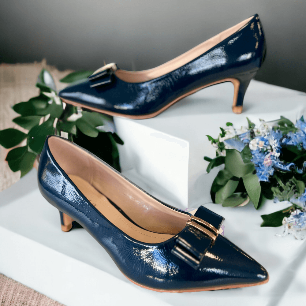 Womens Sorento Drumoland Patent Kitten Heels-Navy