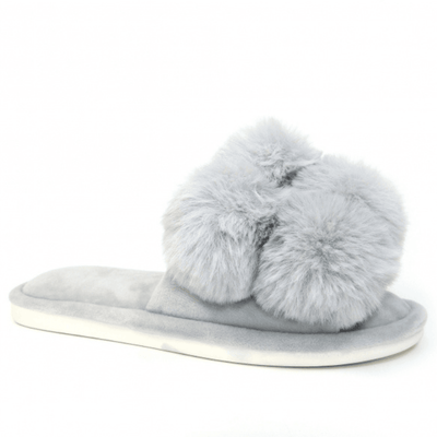 Womens Lunar Octavia Pom Pom Slipper - Grey